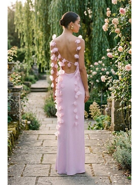 cult gaia Dresses & Skirts - Cult Gaia Nymeria Silk Blend Cowl Neck Floral Applique Maxi Dress Large Lavender